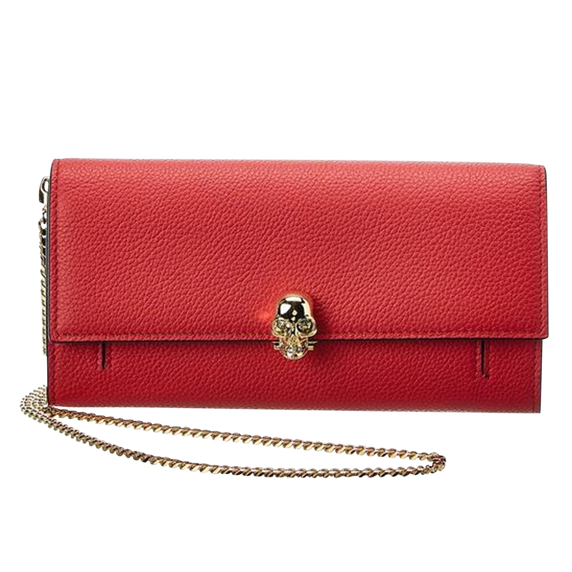 Buy Alexander McQueen Skull Leather Chain Wallet Red 554196 BPT0G 6226 GOAT CA