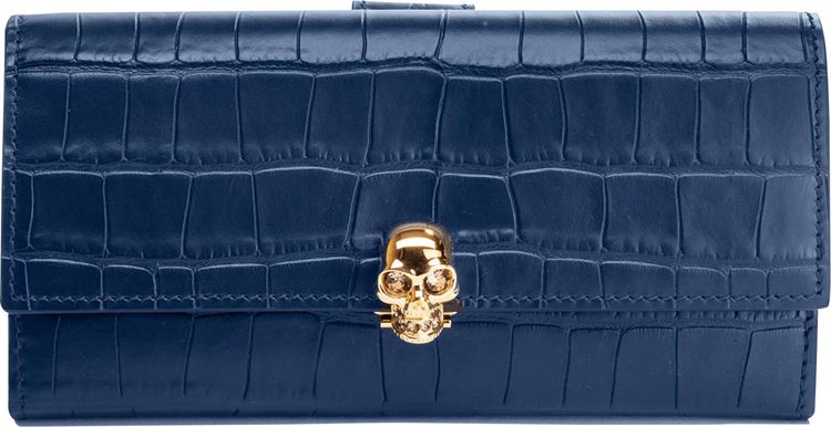 Alexander McQueen Continental Skull Leather Wallet 'Blue'