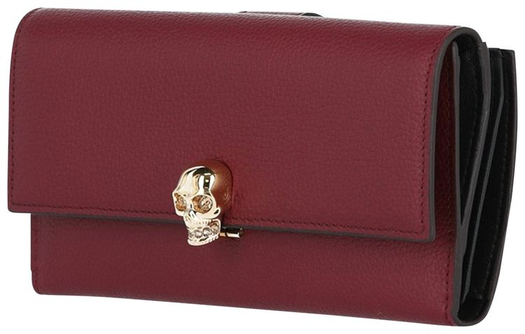 Alexander McQueen Continental Skull Leather Wallet Red
