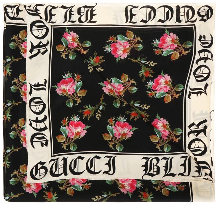 Gucci Blooms Print Scarf Black