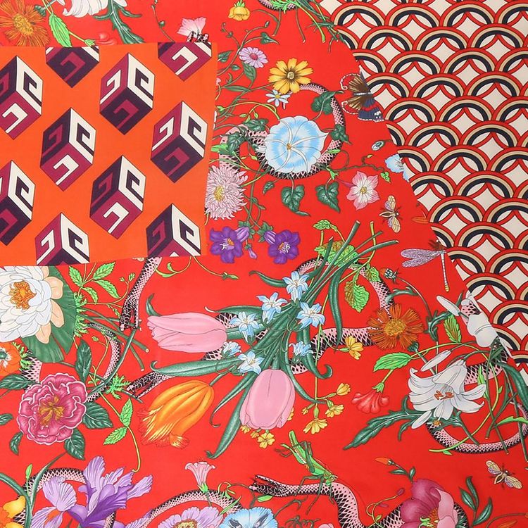 Gucci Patchwork Printed Scarf Red