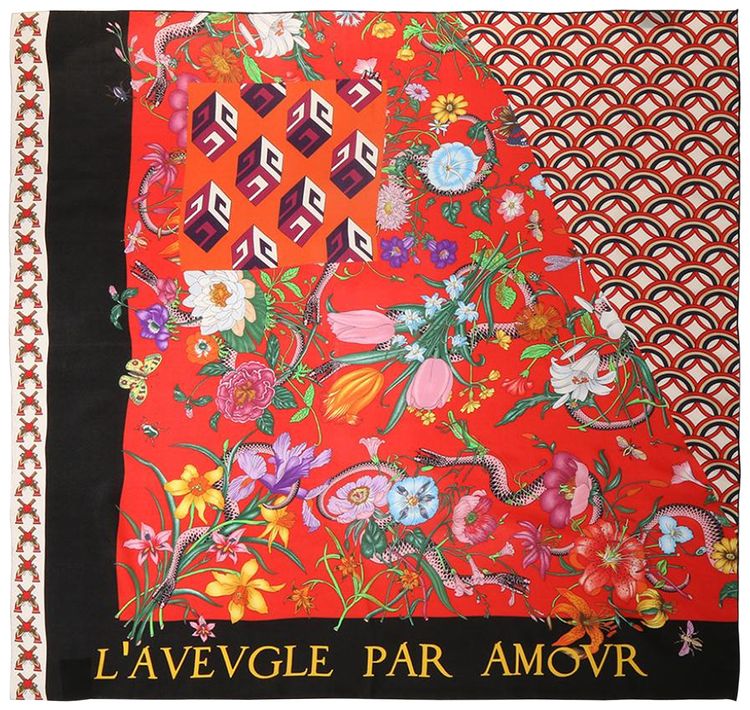 Gucci Patchwork Printed Scarf Red