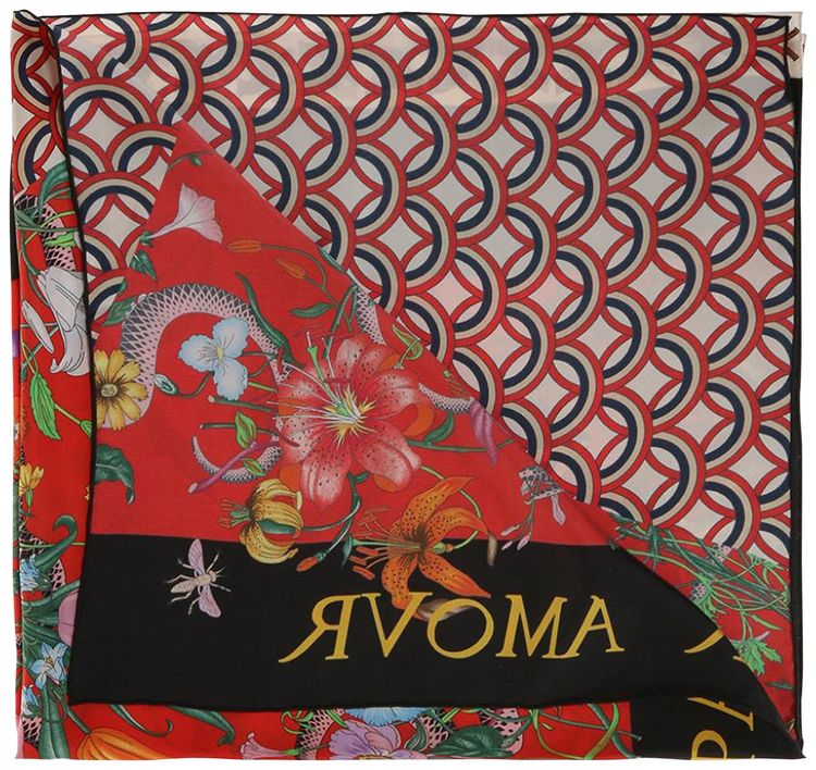 Gucci Patchwork Printed Scarf Red