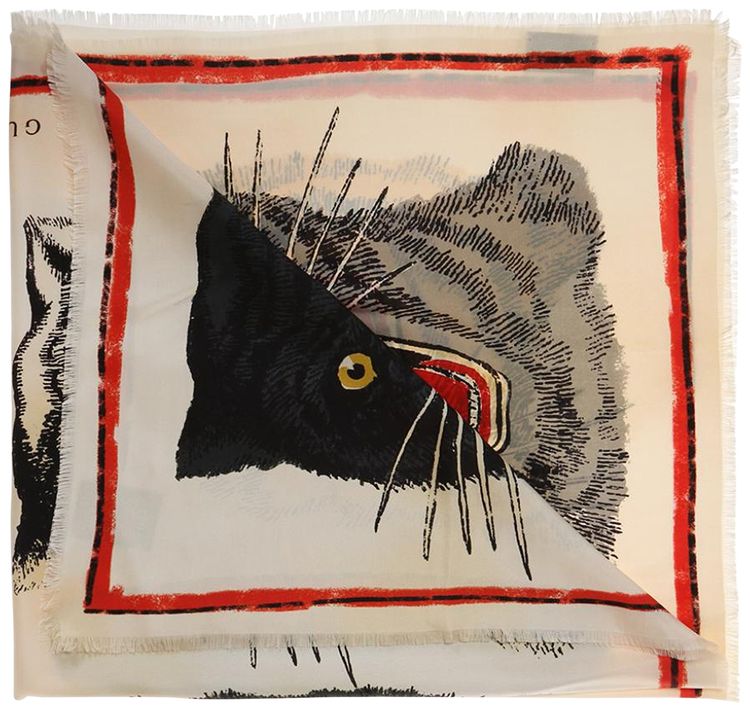 Gucci Tiger Head Scarf White