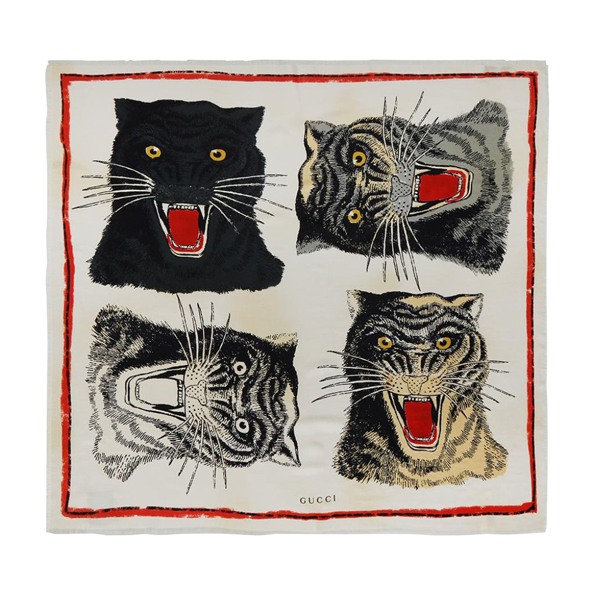 Buy Gucci Tiger Head Scarf White 476378 3G001 9200 GOAT
