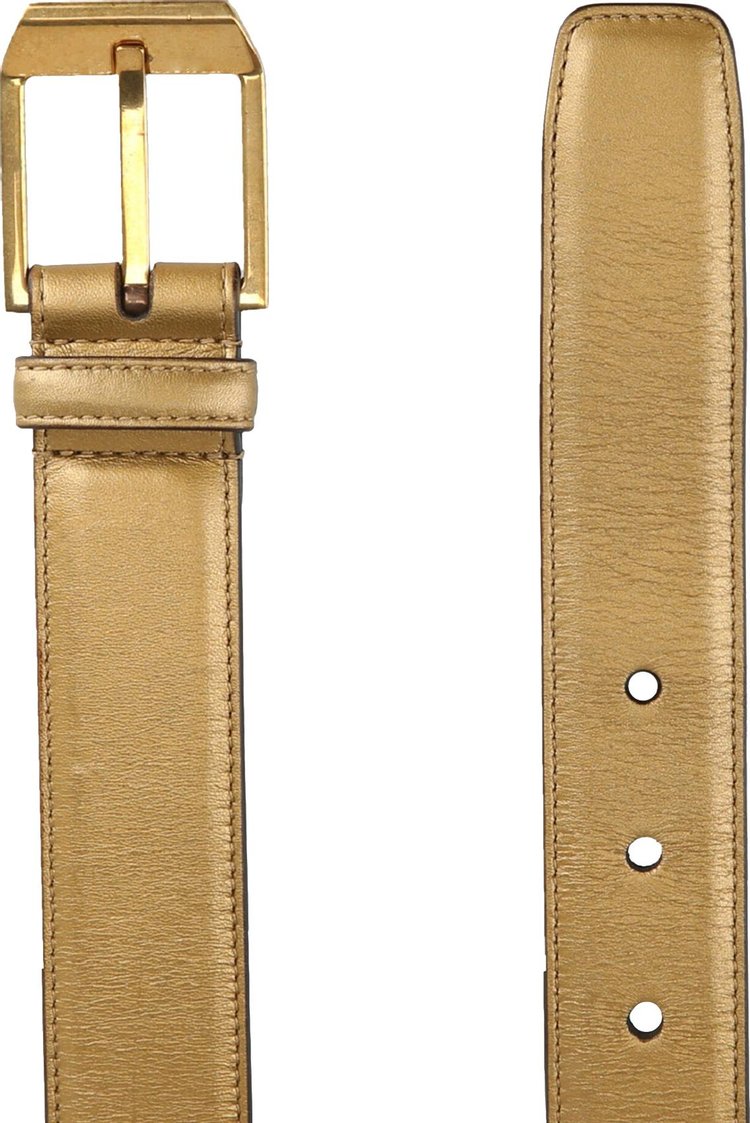 Saint Laurent Metallic Leather Belt Metallic Gold