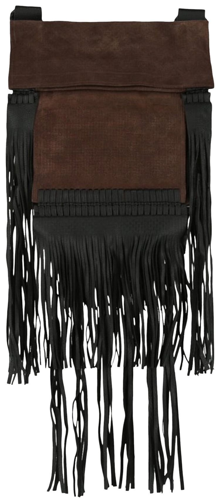 Saint Laurent Saharienne Suede Shoulder Bag Brown