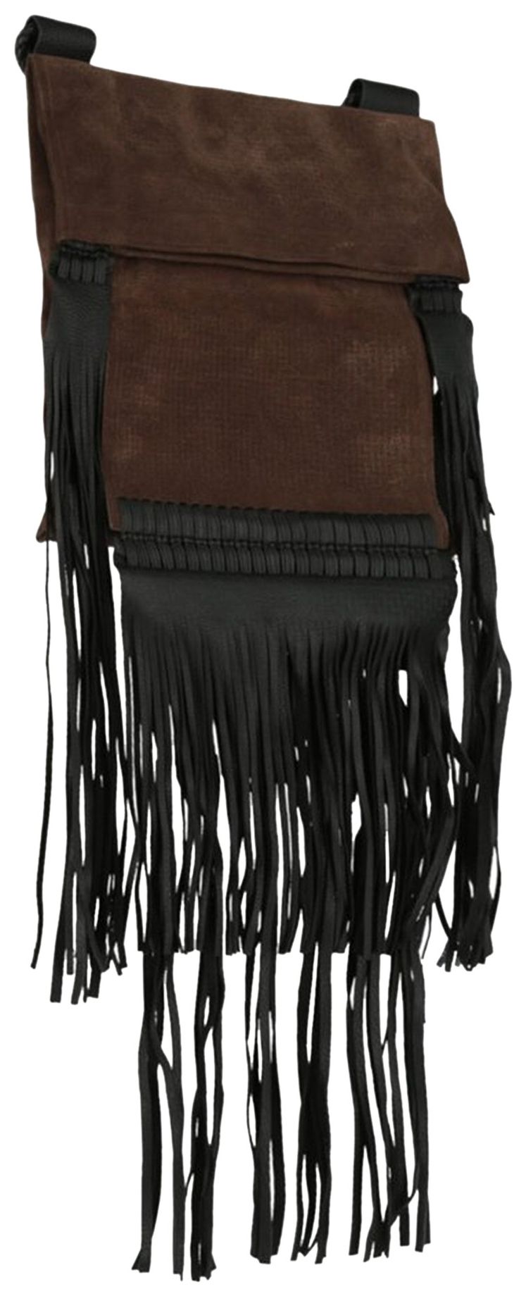 Saint Laurent Saharienne Suede Shoulder Bag Brown