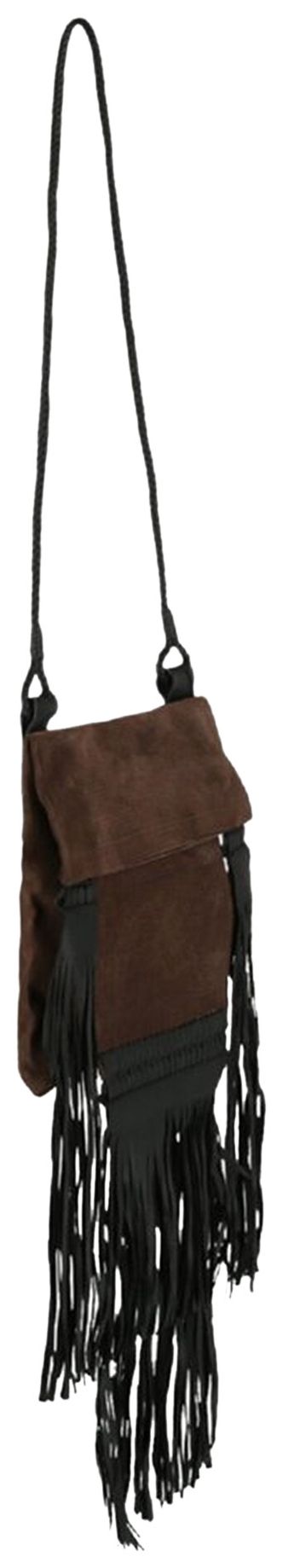 Saint Laurent Saharienne Suede Shoulder Bag Brown