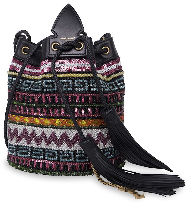 Saint Laurent Beaded Shoulder Bag Multicolor