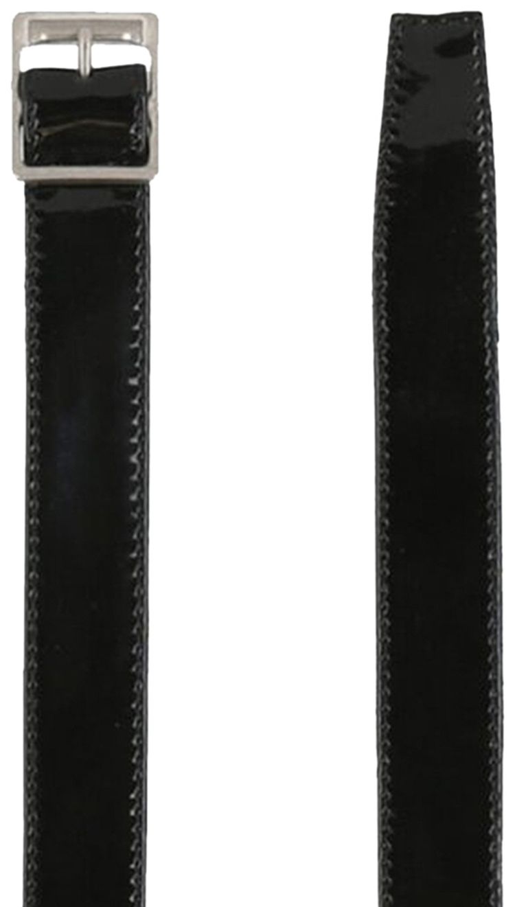 Saint Laurent Patent Leather Thin Belt Black