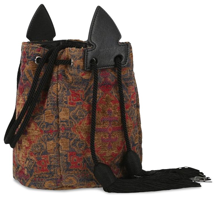 Saint Laurent Brocade Shoulder Bag Red