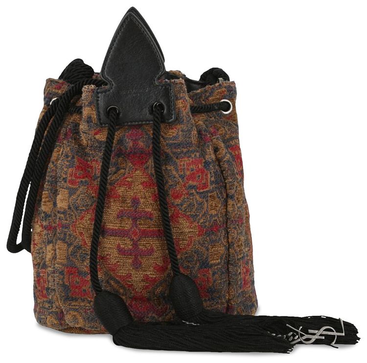 Saint Laurent Brocade Shoulder Bag Red