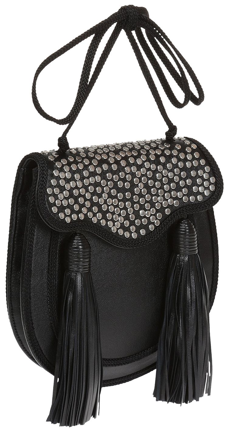 Saint Laurent Opium Leather Studded Crossbody Bag Black