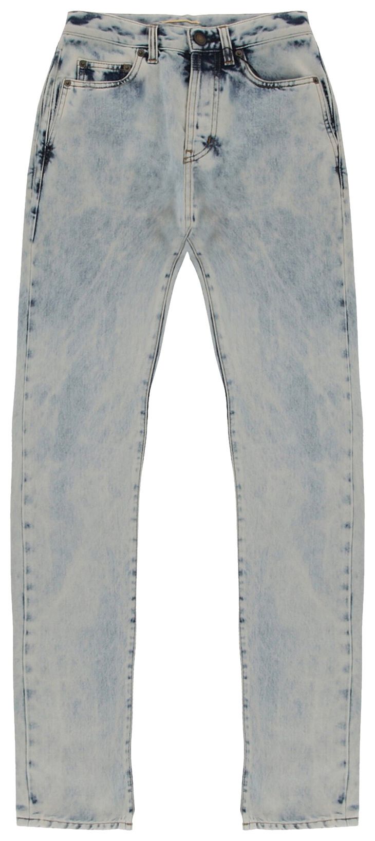 Saint Laurent Acid Wash Straight Leg Jeans Blue