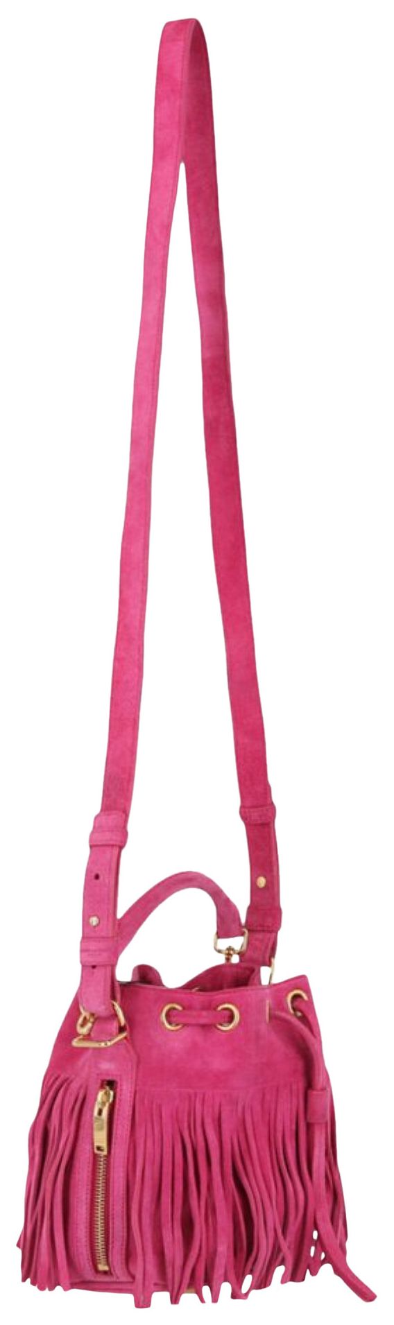 Saint Laurent Emmanuelle Fringe Shoulder Bag Pink