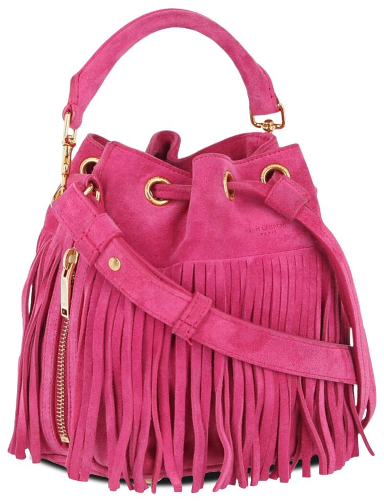 Saint Laurent Emmanuelle Fringe Shoulder Bag Pink