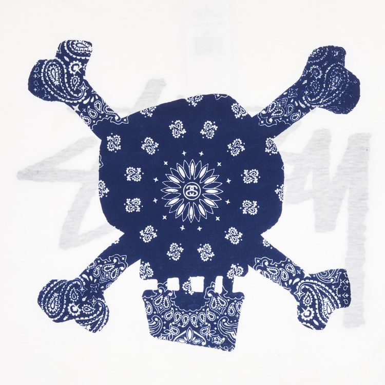 Stussy Paisley Skull Tee WhiteBlue