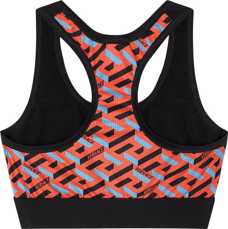 Versace Monogram Print Sports Bra BlackOrange