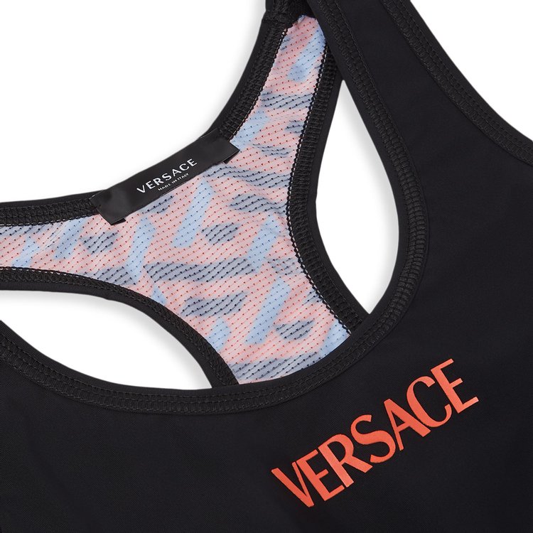 Versace Monogram Print Sports Bra BlackOrange