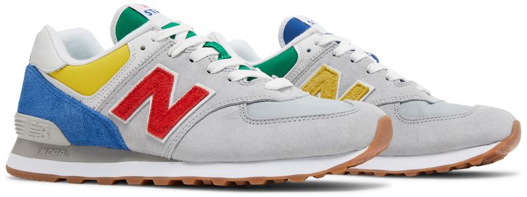 STAUD x New Balance 574 Rain Cloud Team Red