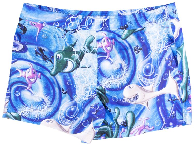 Dior x Kenny Scharf Sealife Shorts Blue Swirl