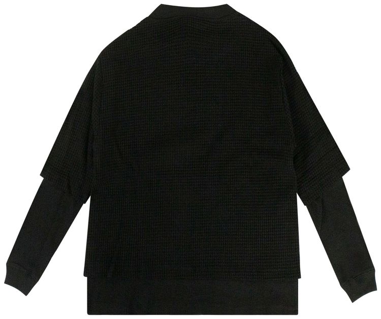 424 Waffle Knit Double Layer T Shirt Black