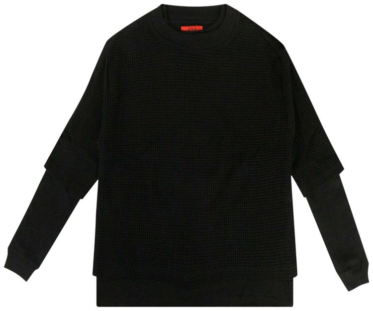 424 Waffle Knit Double Layer T Shirt Black