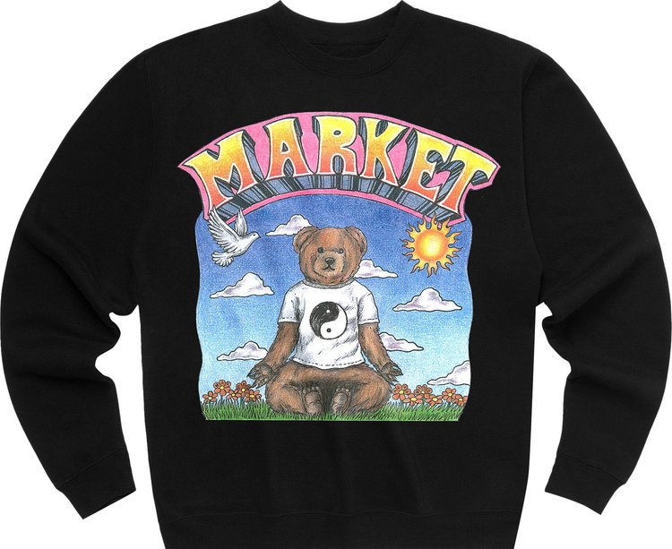 Market Namaste Bear Day And Night Crewneck Sweatshirt 'Black'