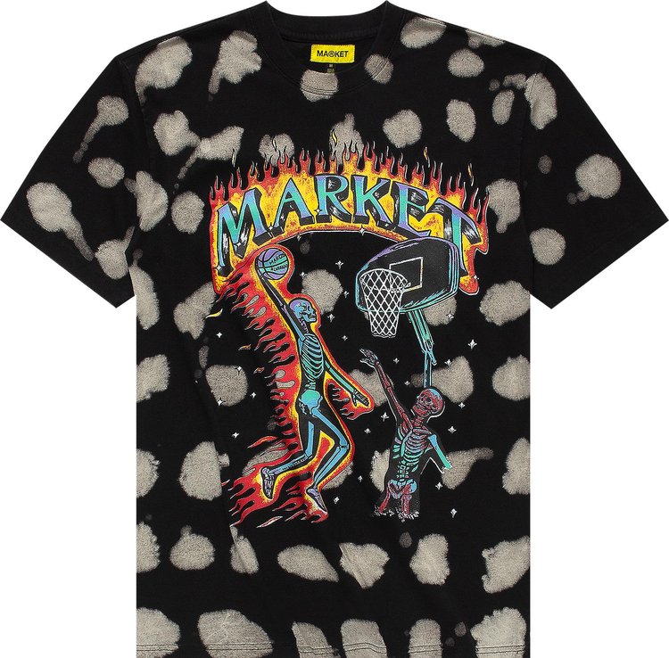 Market Skelly Digital Dunk T-Shirt 'Black Bleach Dye'