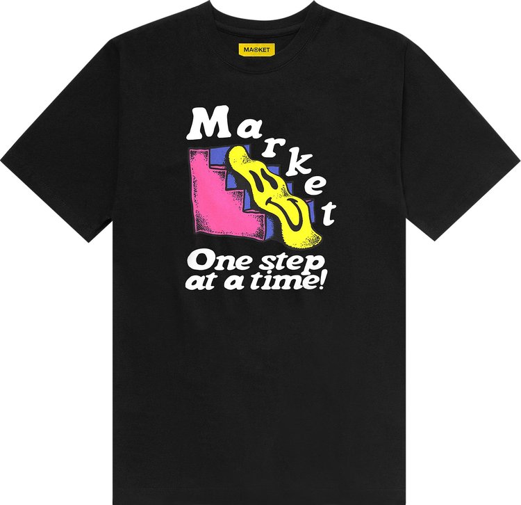 Market Smiley One Step At A Time T-Shirt 'Black'