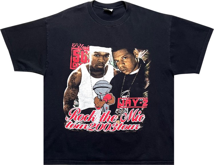 Pre-Owned Music 2003 Jay-Z And 50 Cent Rock The Mic Tour Tee 'Black'