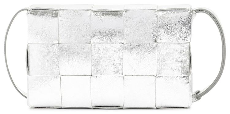 Bottega Veneta Shiny Cassette Bag Silver