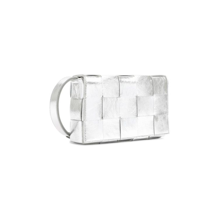 Bottega Veneta Shiny Cassette Bag Silver
