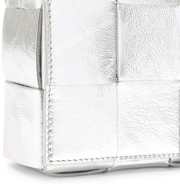 Bottega Veneta Shiny Cassette Bag Silver