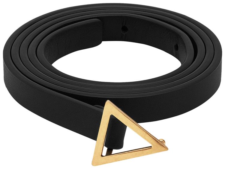Bottega Veneta Triangular Logo Buckle Belt BlackGold