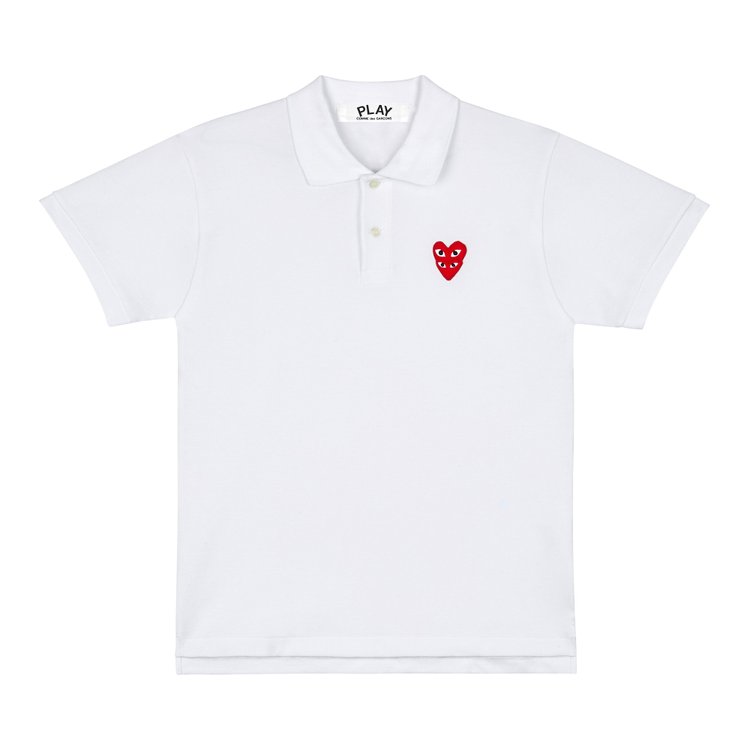 Comme des Garcons PLAY Heart Polo Shirt White