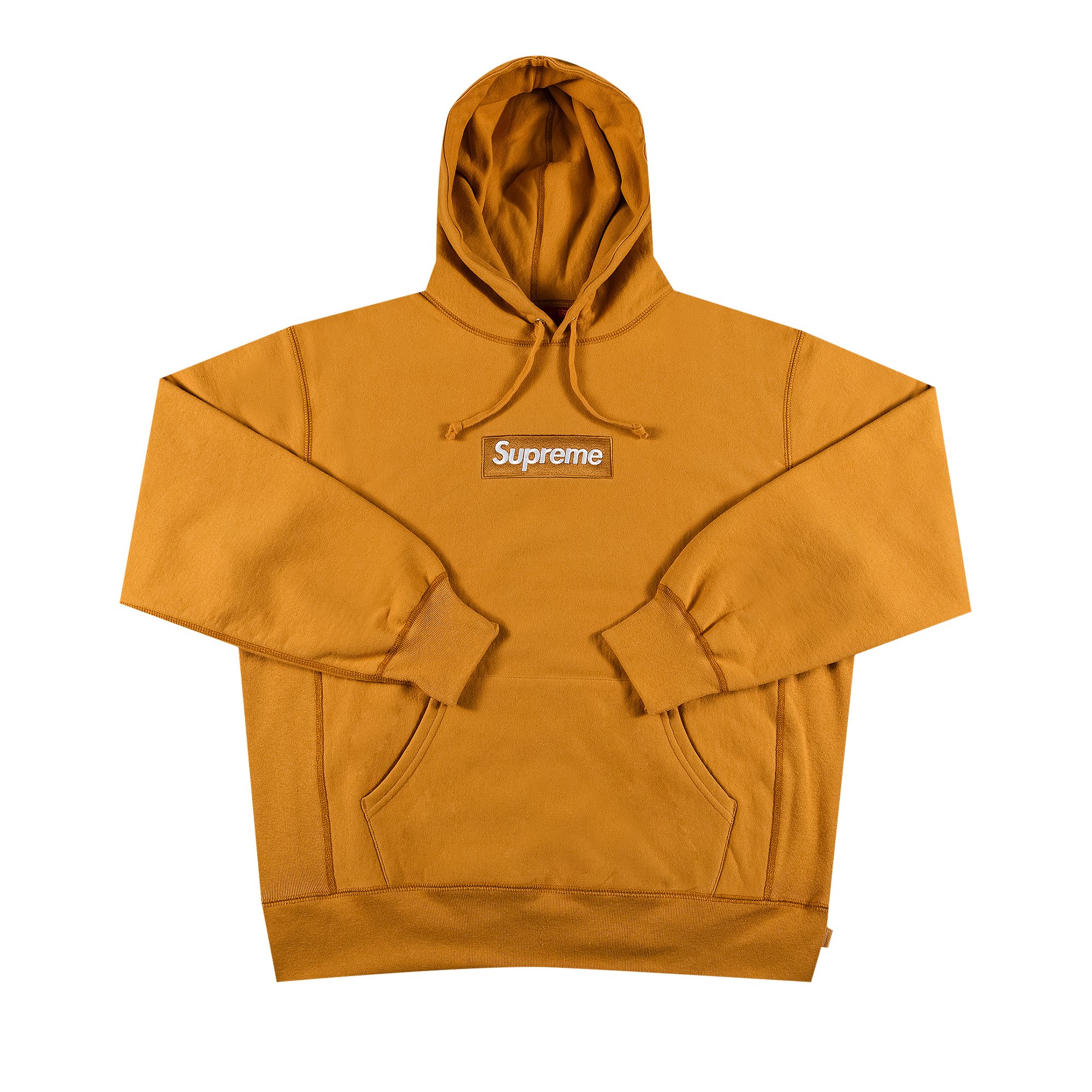 Supreme Box Logo Hooded Sweatshirt 'Light Mustard' | GOAT