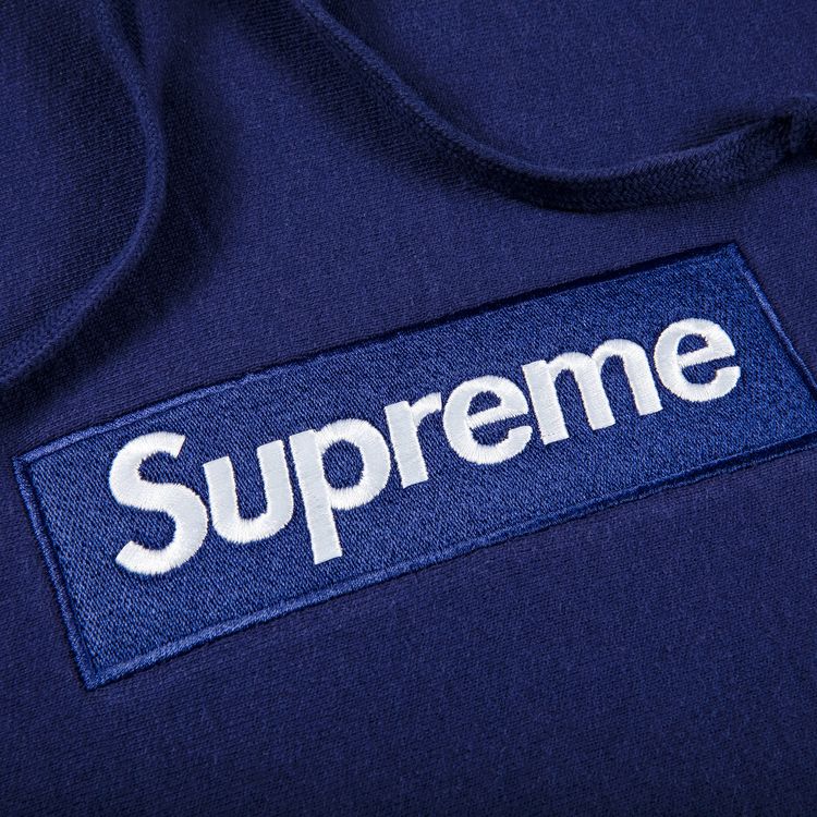 Supreme Box Logo Hooded Sweatshirt Washed Navy