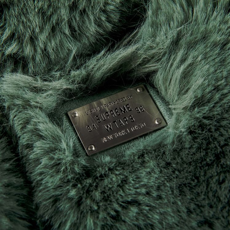 Supreme x WTAPS Faux Fur Hooded Jacket Green