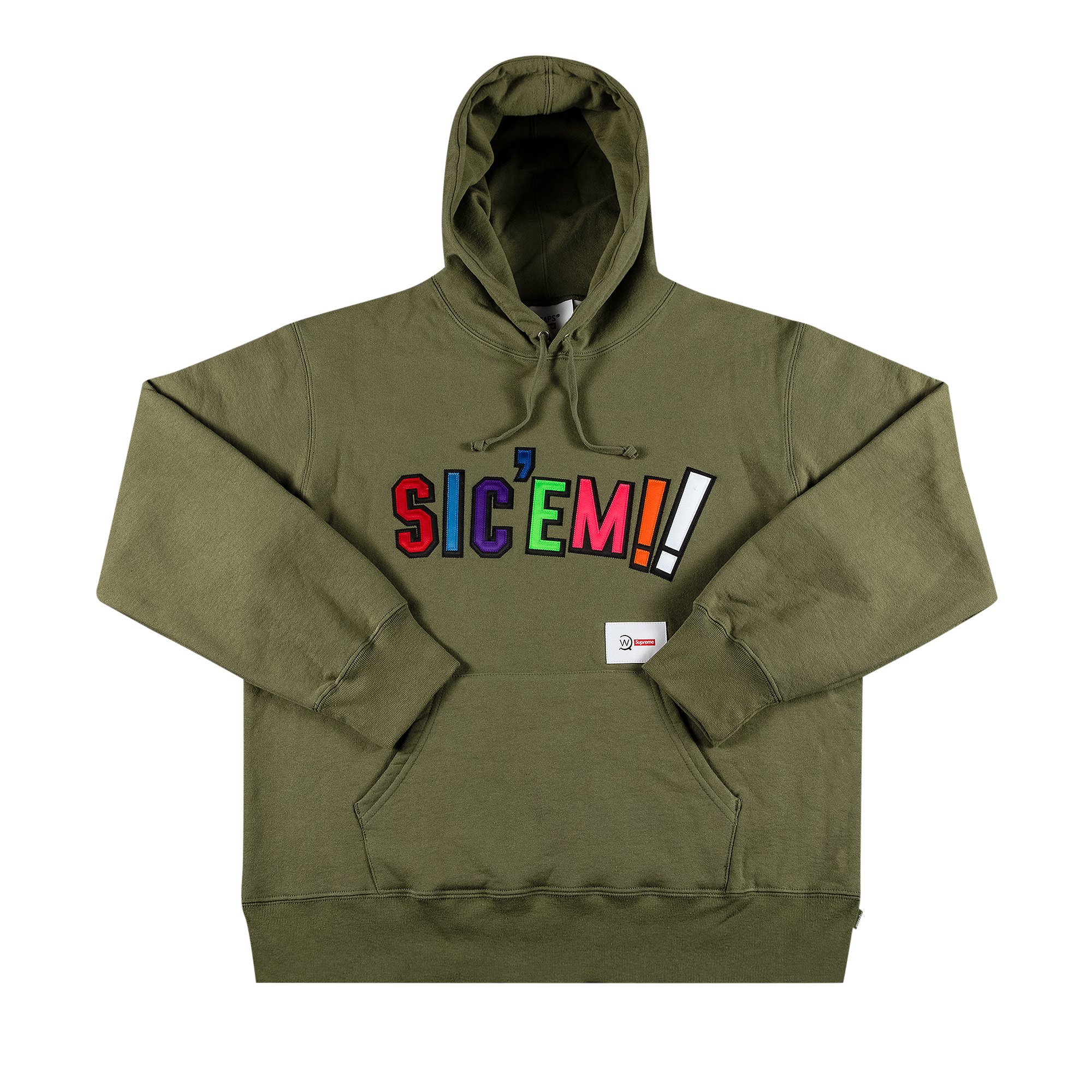 Supreme x WTAPS Sic'em! Hooded Sweatshirt 'Light Olive'