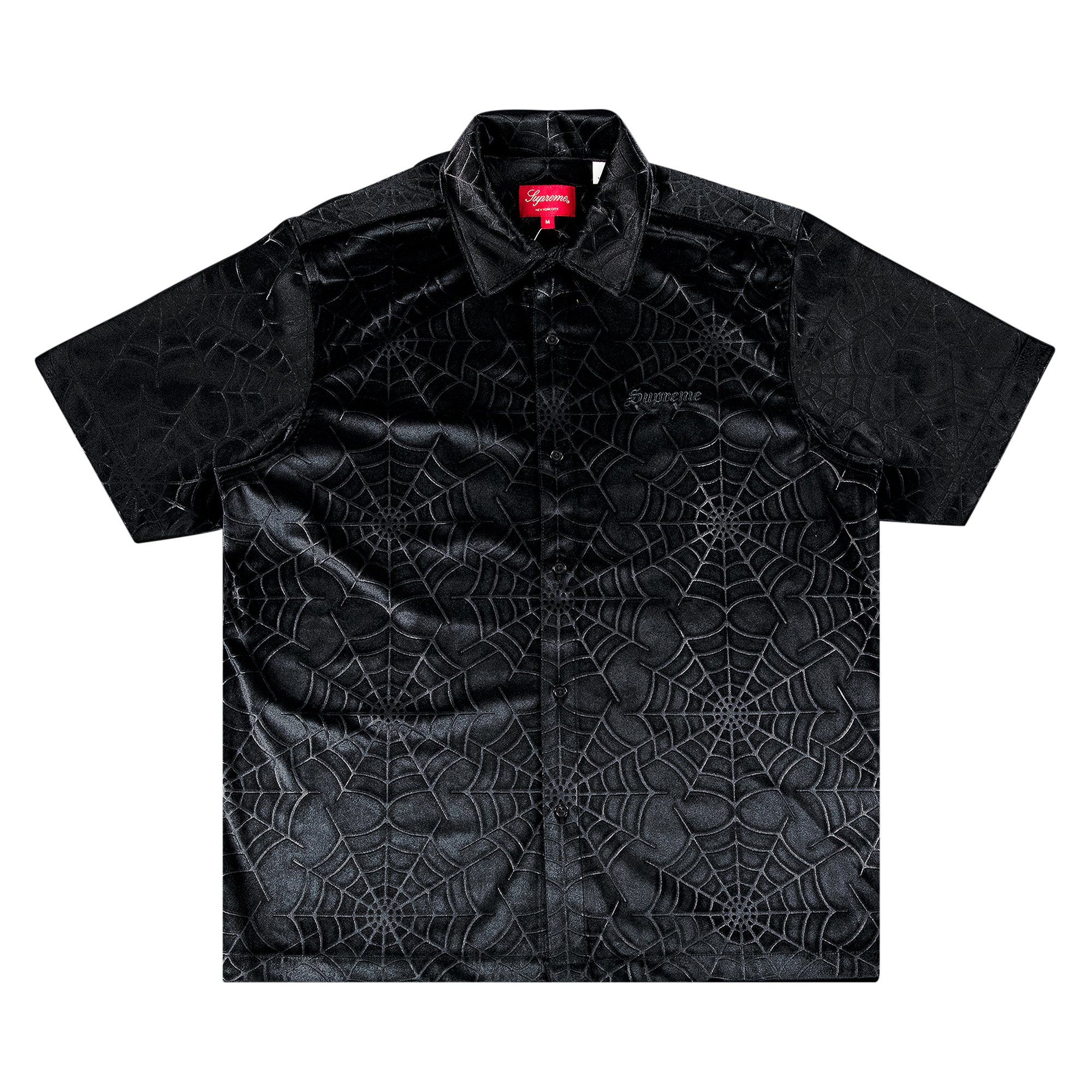 Buy Supreme Spider Web Velvet Short-Sleeve Shirt 'Black' - FW21S29