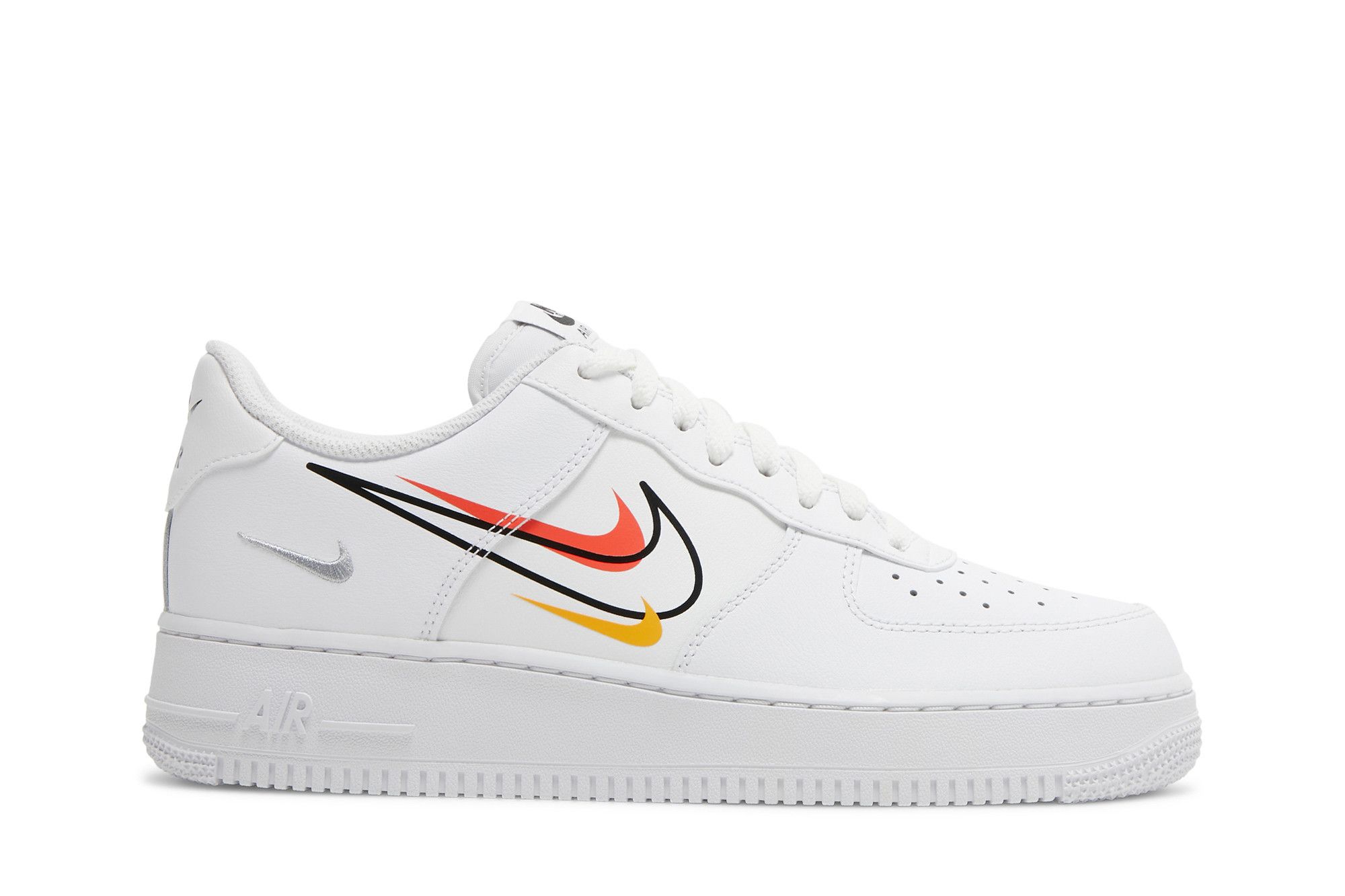 White air force clearance 1 with orange swoosh