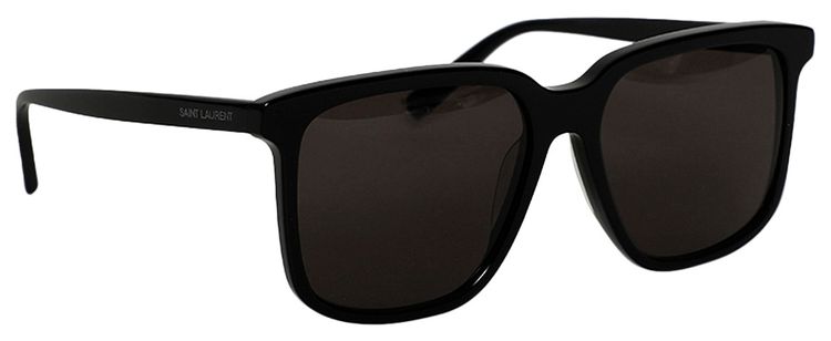Saint Laurent Glossy Classic Rectangular Sunglasses Black