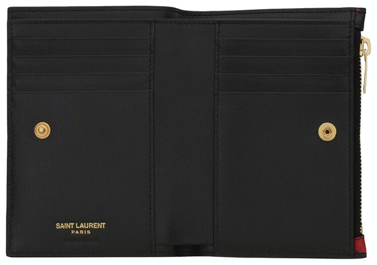 Saint Laurent Bi Fold Zip Wallet NeroRouge