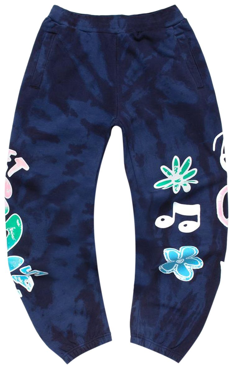 Market Smiley Records Angel Sigh Sweatpants Navy Tie Dye