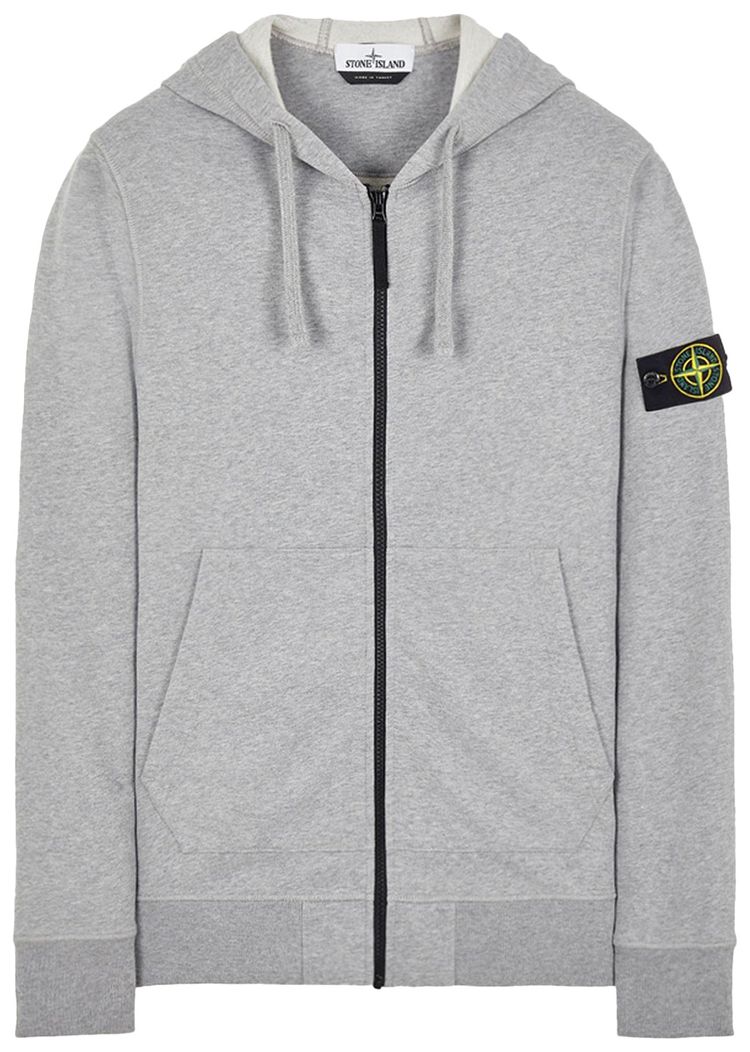 Stone Island Hooded Full Zip Sweatshirt Melange Grey