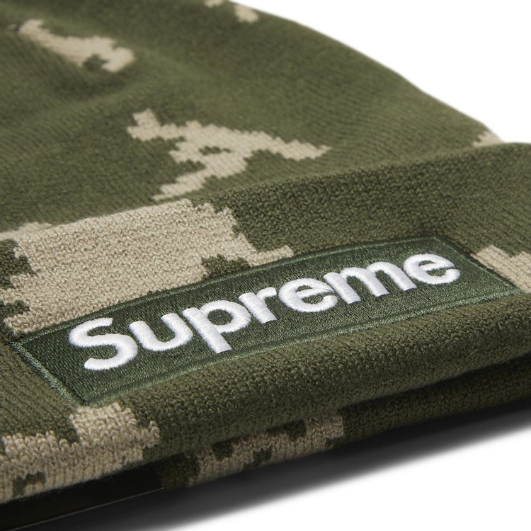 Supreme x New Era Box Logo Beanie Olive Russian Camo