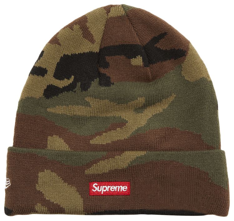 Supreme x New Era x Swarovski S Logo Beanie Woodland Camo