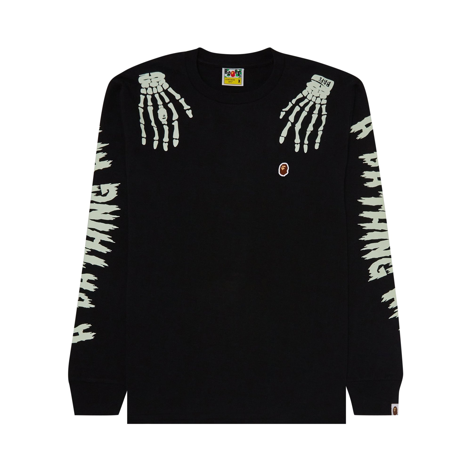 Buy BAPE Halloween Skull Glow In The Dark Long-Sleeve Tee 'Black